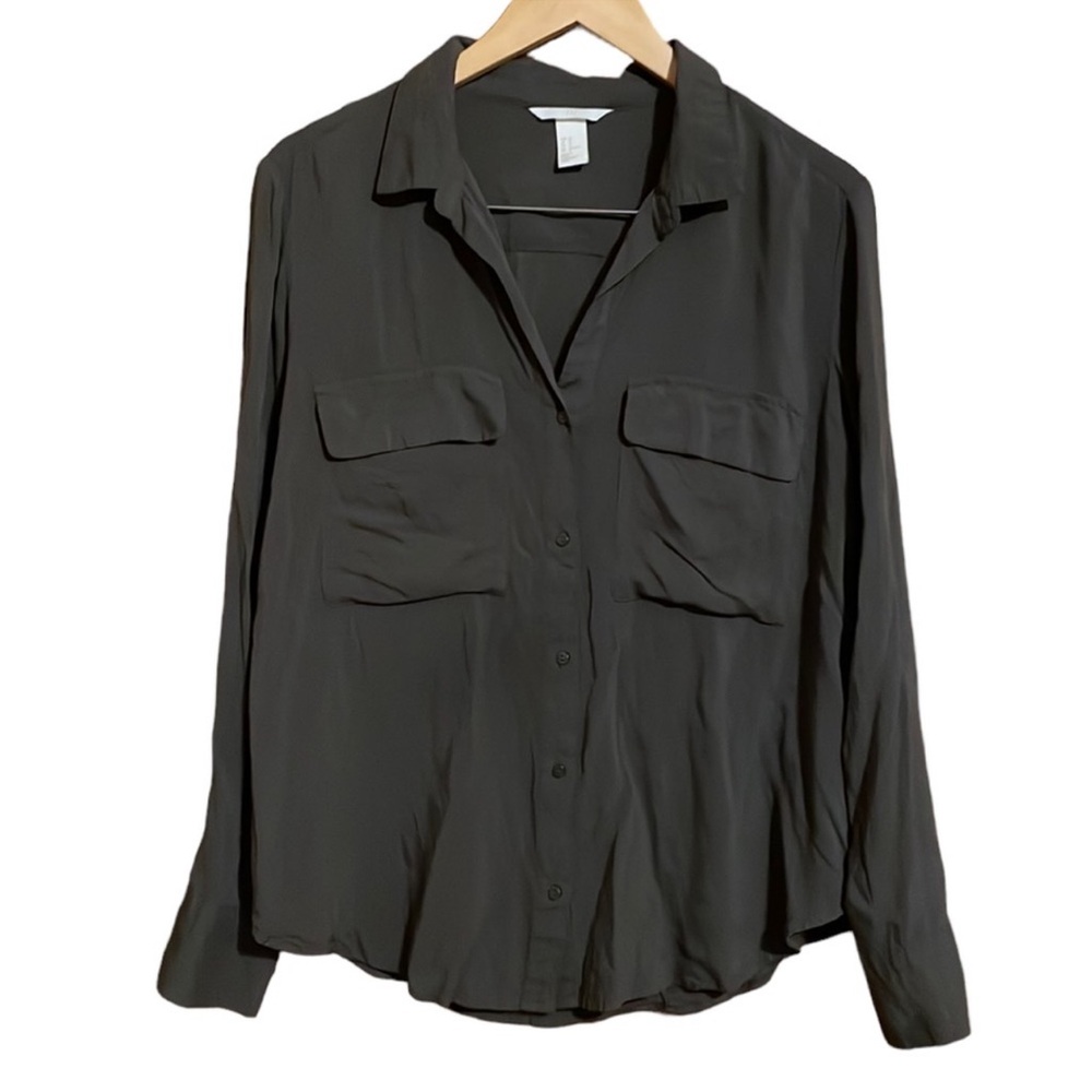 H&M Olive Green Button-Down Utility Shirt